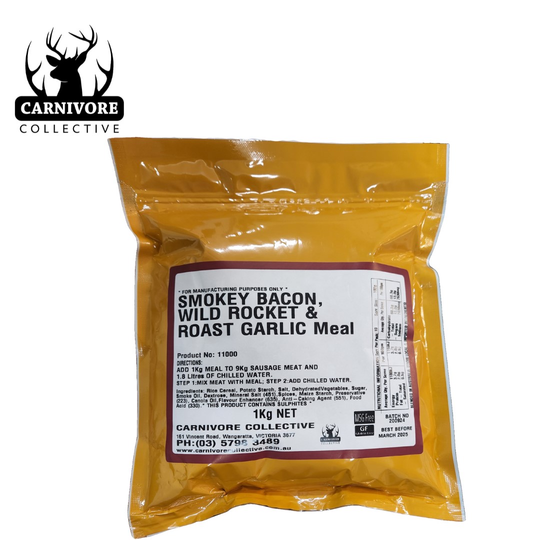 Carnivore Collective 1kg Smokey Bacon, Wild Rocket & Roast Garlic Sausage Seasoning - Gluten Free